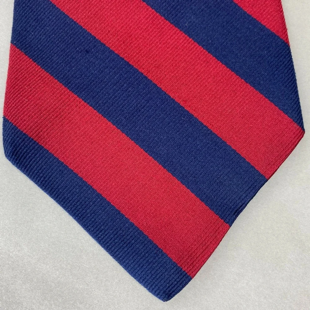 Savile Row Striped Repp Silk Necktie Mens Red Navy Blue Preppy Professional 57x4
